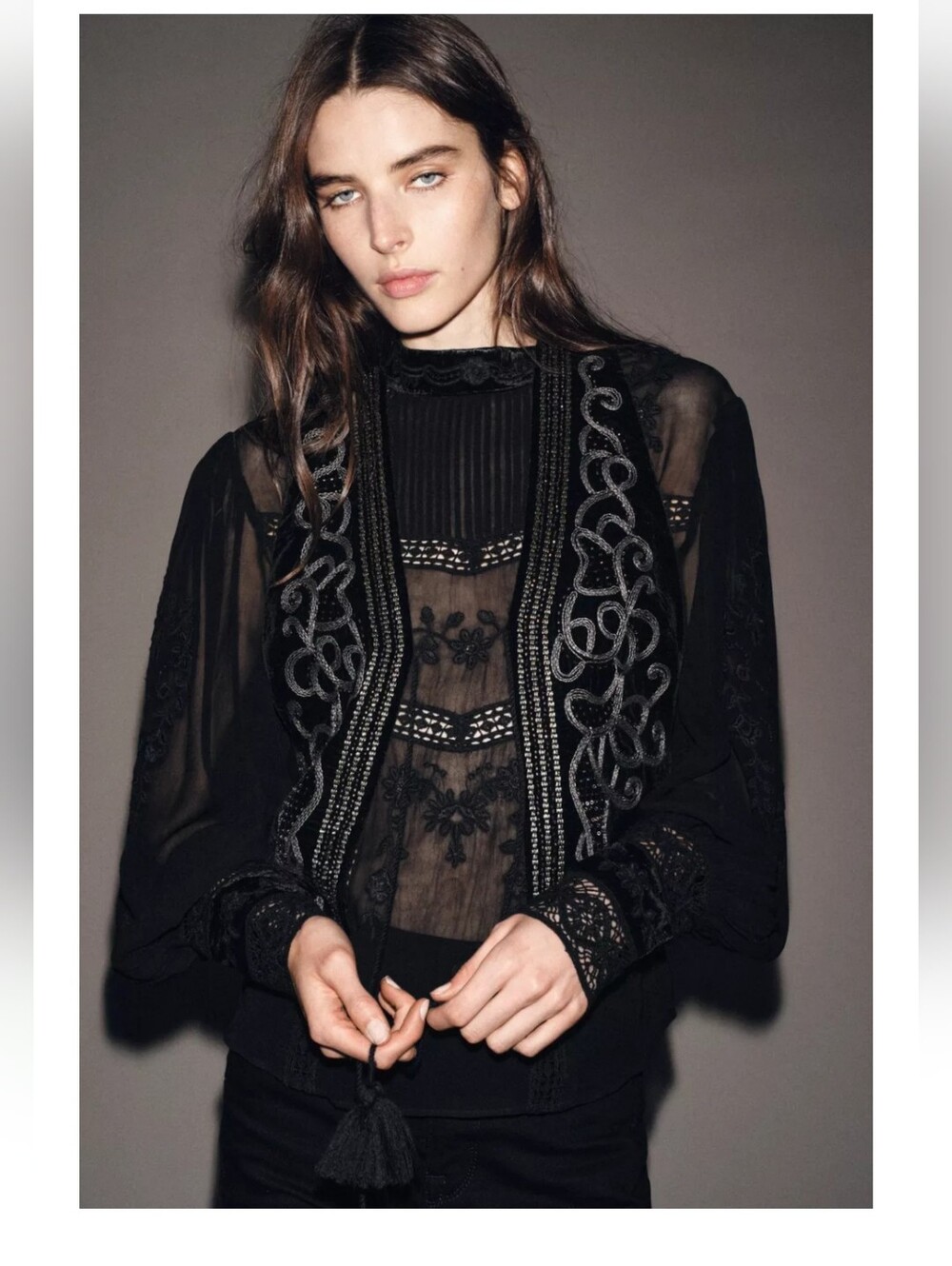 BNWT! Zw Collection Embroidered Velvet Vest